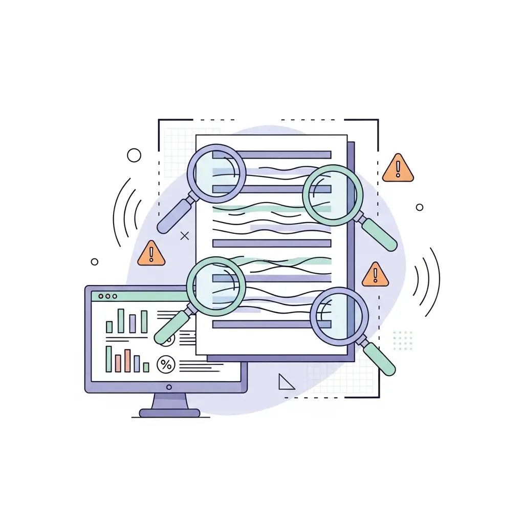 Konzeptdarstellung von KI-Erkennungstools an Universitäten mit Dokumentenanalyse