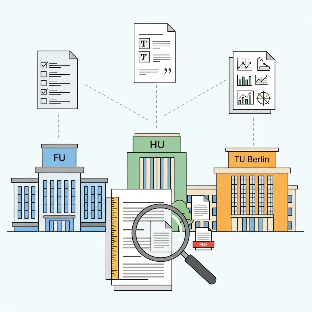 Vergleich der Formatierungsrichtlinien von FU, HU und TU Berlin