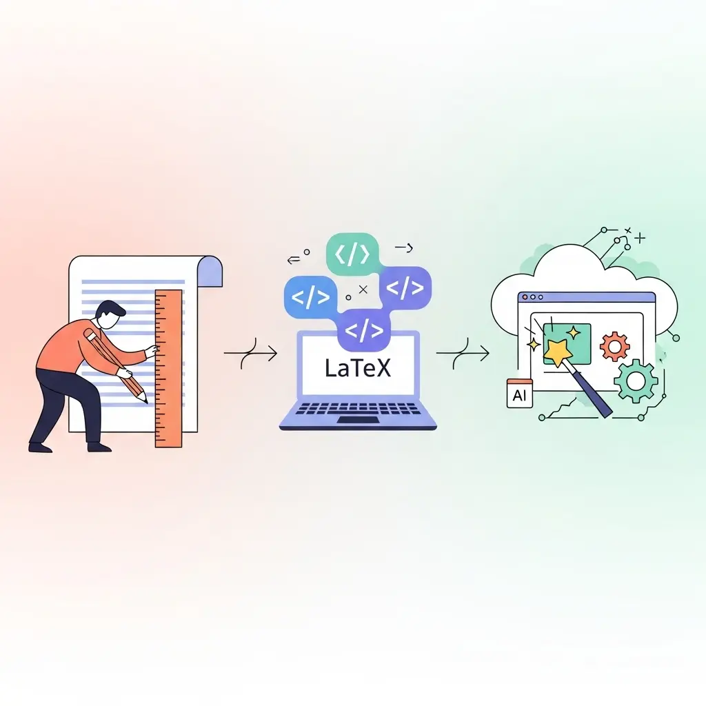 Evolution der Formatierungswerkzeuge: Von manueller Word-Formatierung über LaTeX bis zu modernen KI-gestützten Cloud-Plattformen