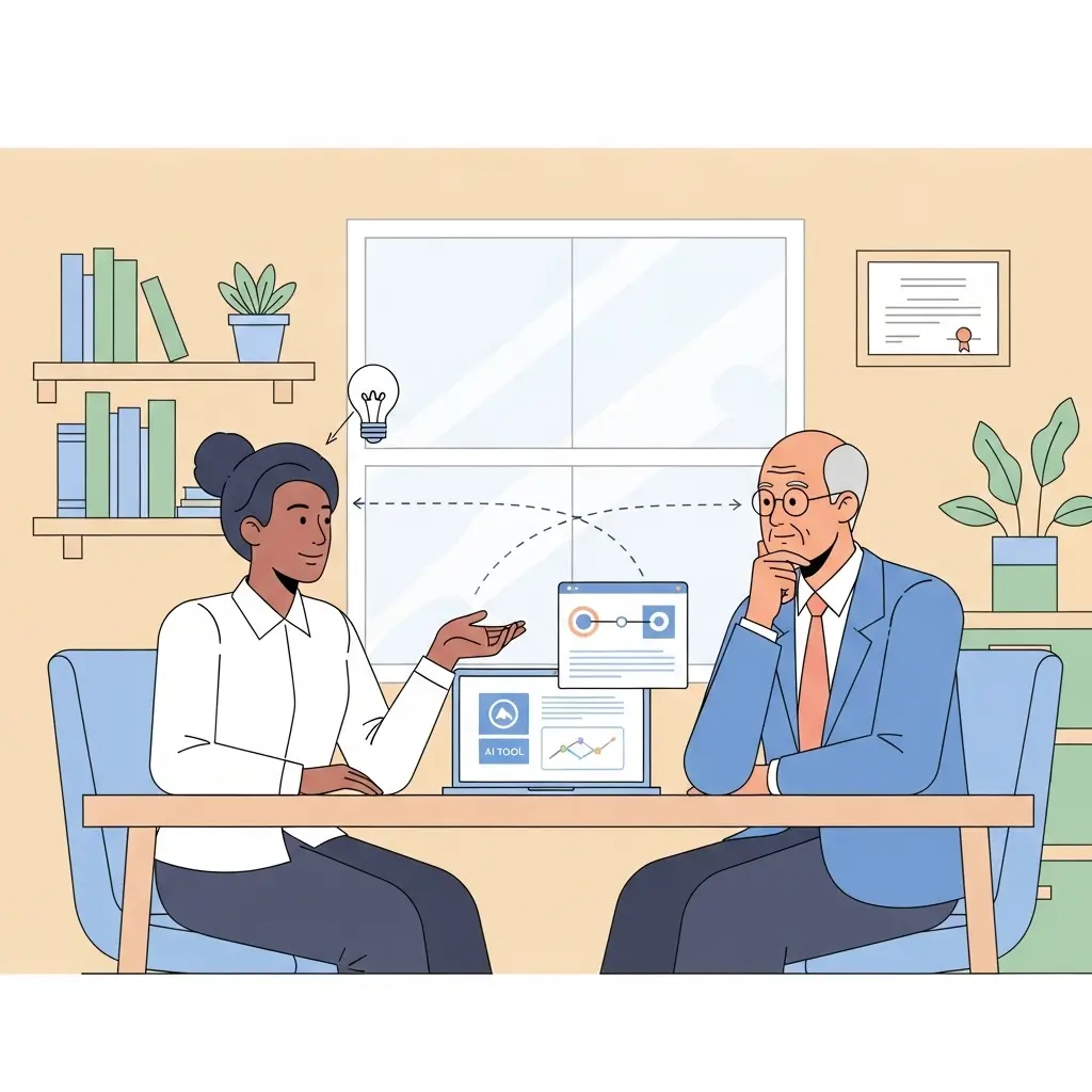 Transparentes Gespräch zwischen Doktorand und Betreuer über KI-Tools