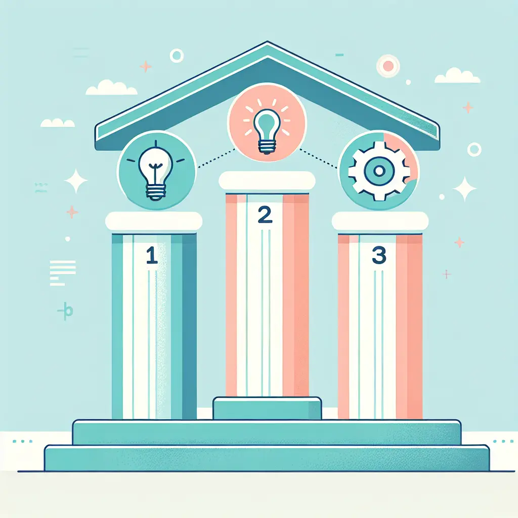 Drei Säulen wissenschaftlicher Innovation visualisiert als stabiles Fundament