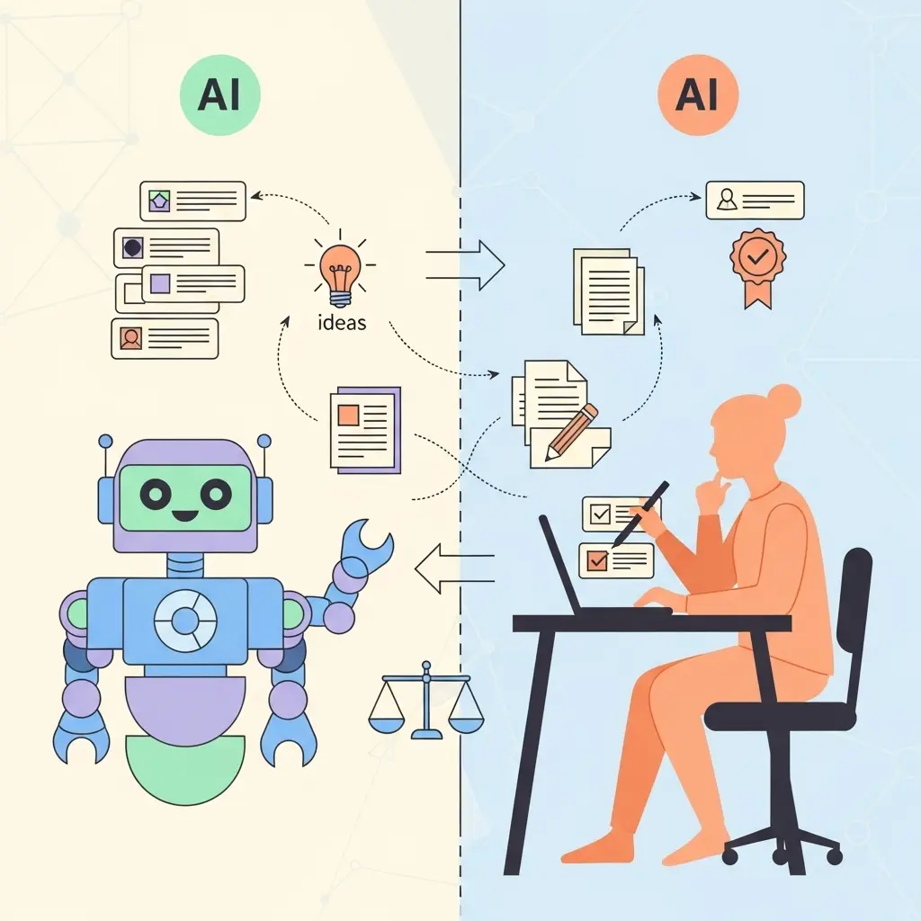 Zusammenarbeit zwischen Mensch und KI im akademischen Schreiben