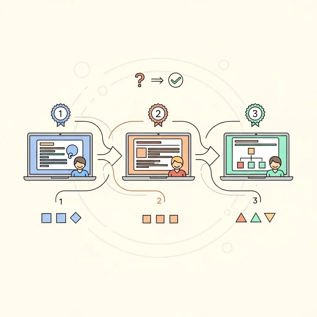 Drei-Stufen-Prozess der iterativen Gliederungsentwicklung mit KI