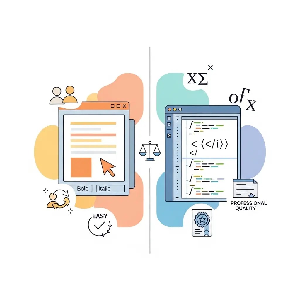Vergleich zwischen traditionellem Textverarbeitungsprogramm und LaTeX für akademisches Schreiben