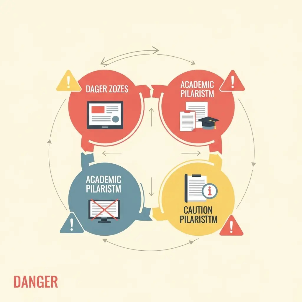 Vier Haupttypen akademischen Plagiats: Vollplagiat, Teilplagiat, Strukturplagiat und Ideenplagiat in übersichtlicher Darstellung