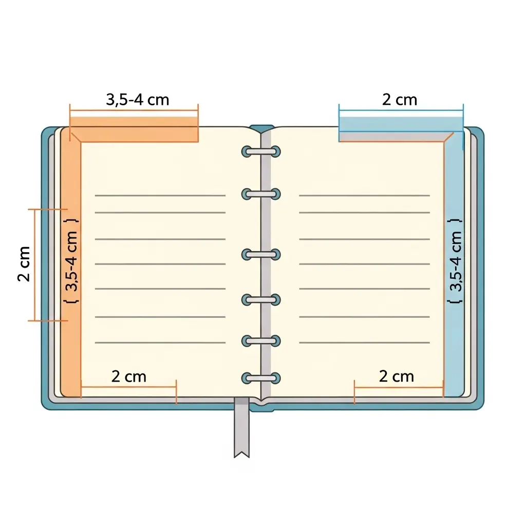 Darstellung des korrekten Satzspiegels mit Bindekorrektur