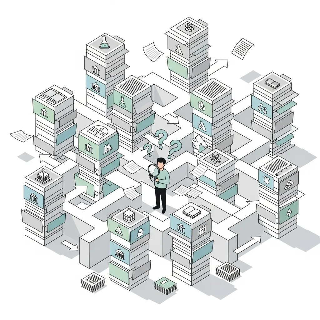 Doktorand navigiert durch ein Labyrinth aus unterschiedlichen Universitätsrichtlinien
