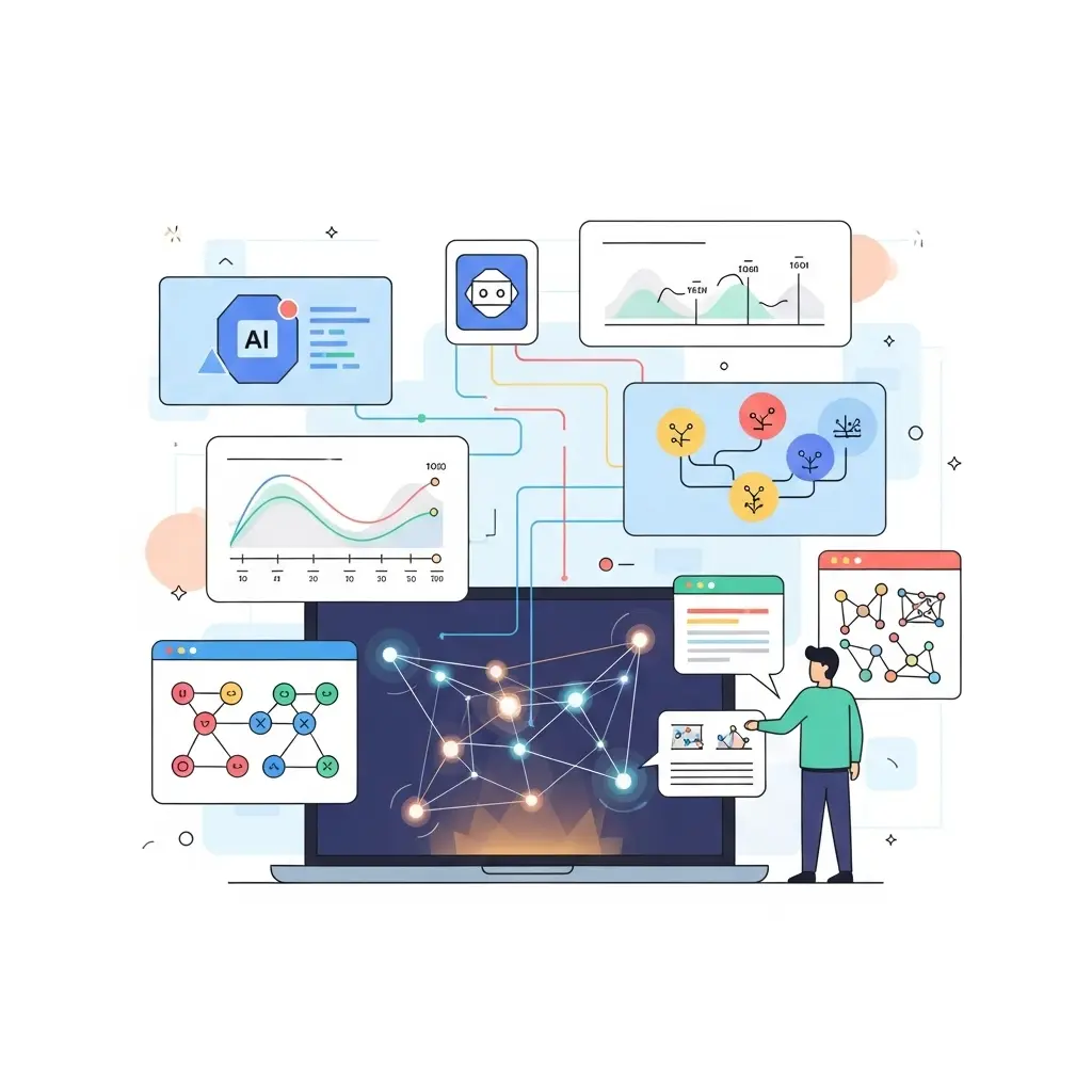 Futuristische Darstellung der Dissertationsplanung mit KI-Tools im Jahr 2026