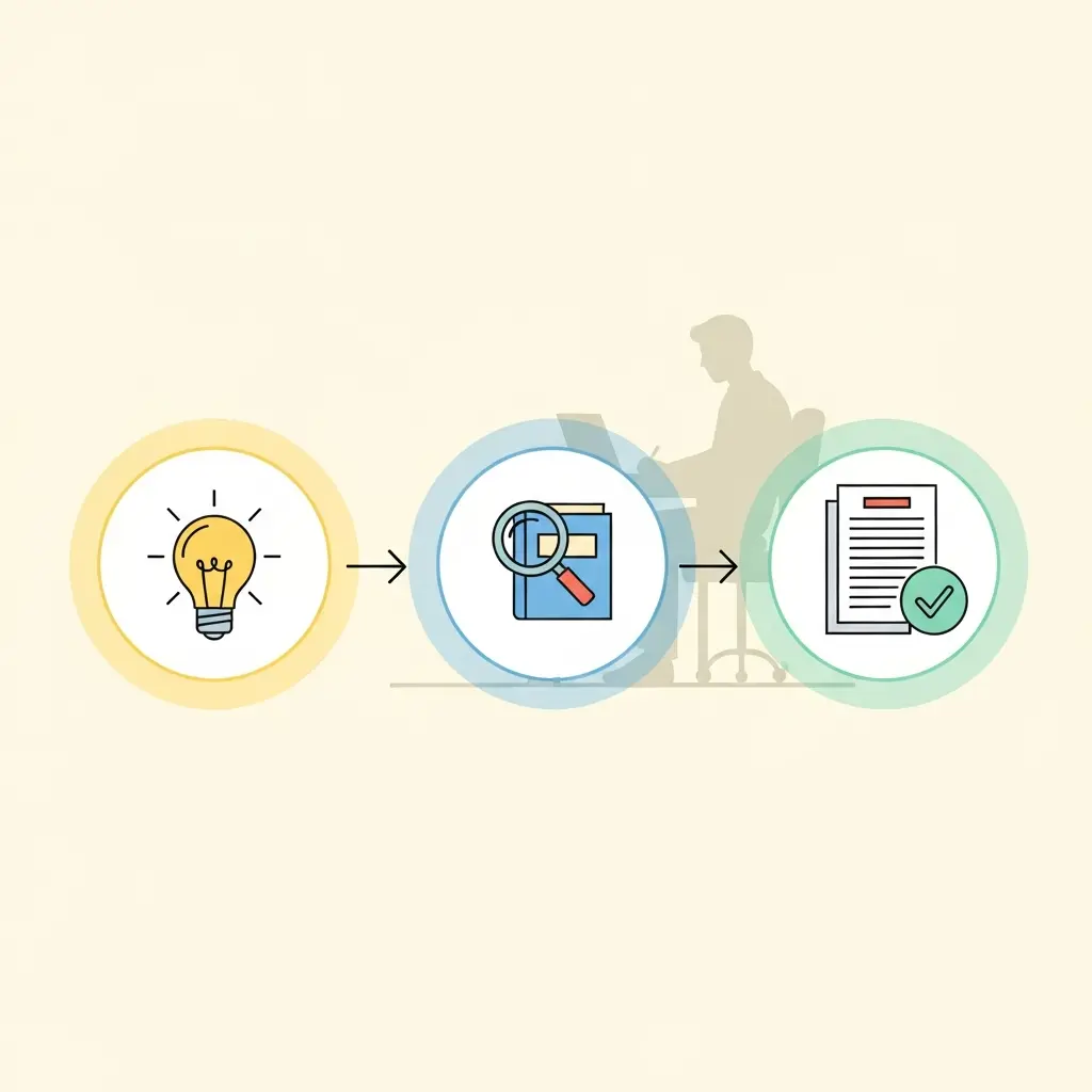 Workflow-Diagramm: Von der KI-Idee zur eigenständigen wissenschaftlichen Arbeit