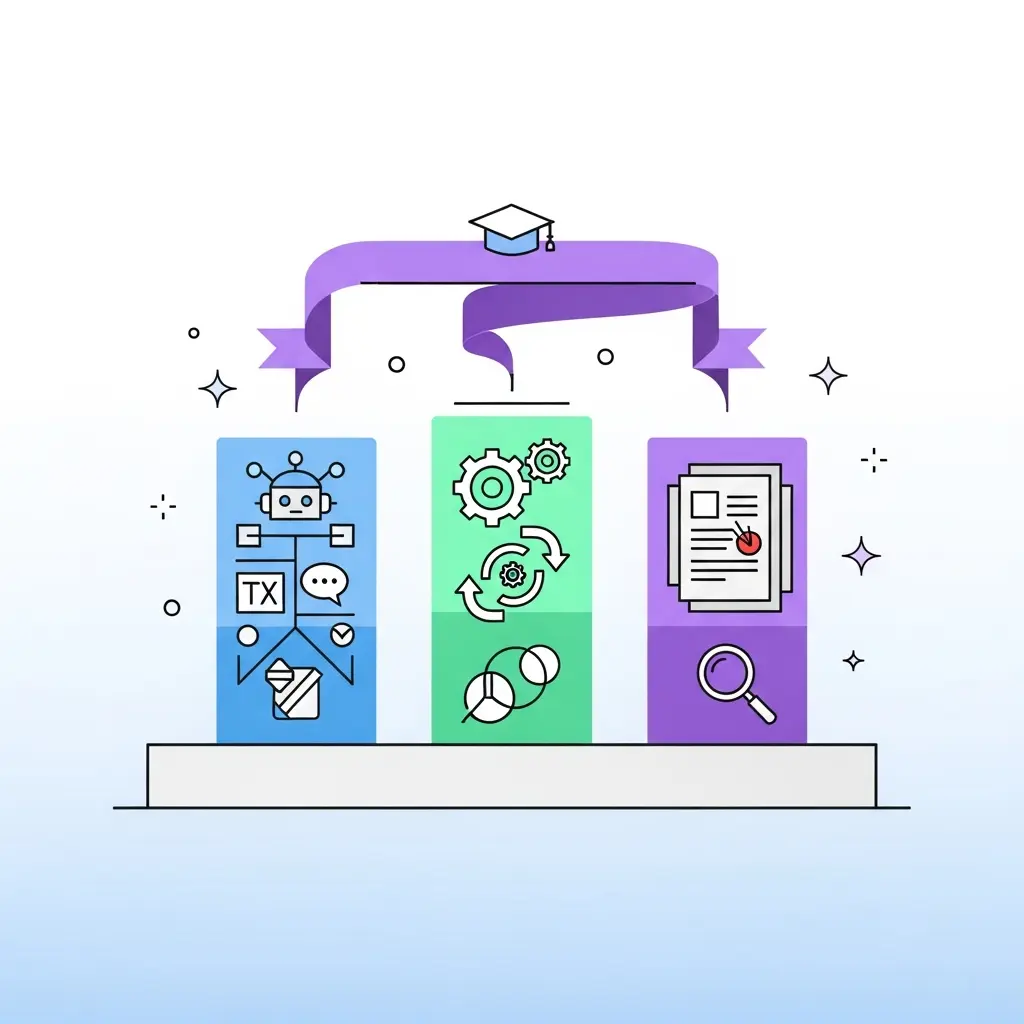 Die drei Säulen der akademischen KI-Transparenz visualisiert