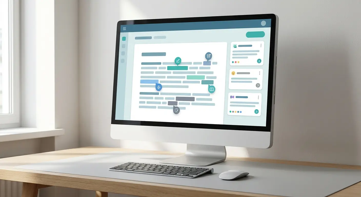 Tesify KI-Editor Interface für Abschlussarbeit mit akademischen Schreibhilfen und Quellenangaben
