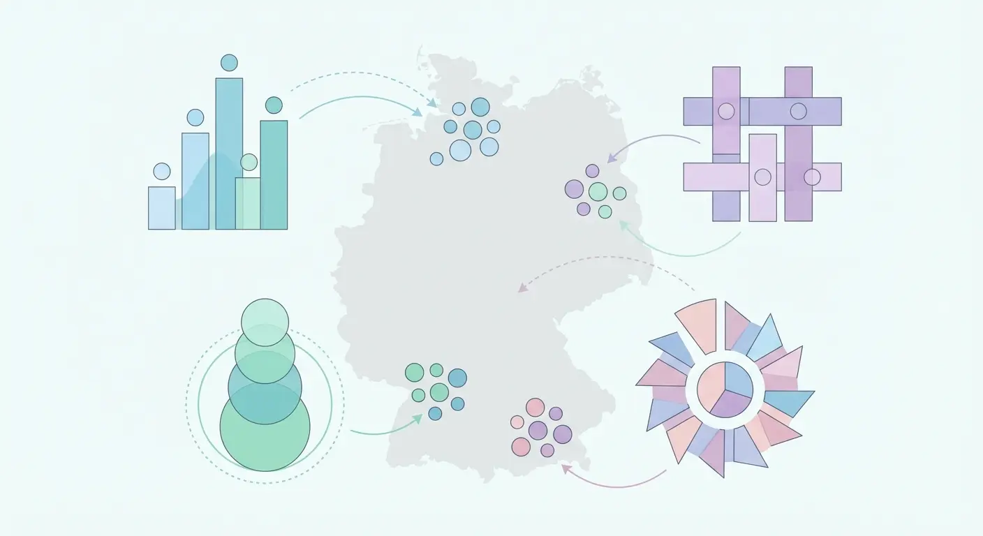 Infografik: Vergleich der besten Universitäten Deutschland nach verschiedenen Ranking-Methoden – QS, THE, ARWU, CHE