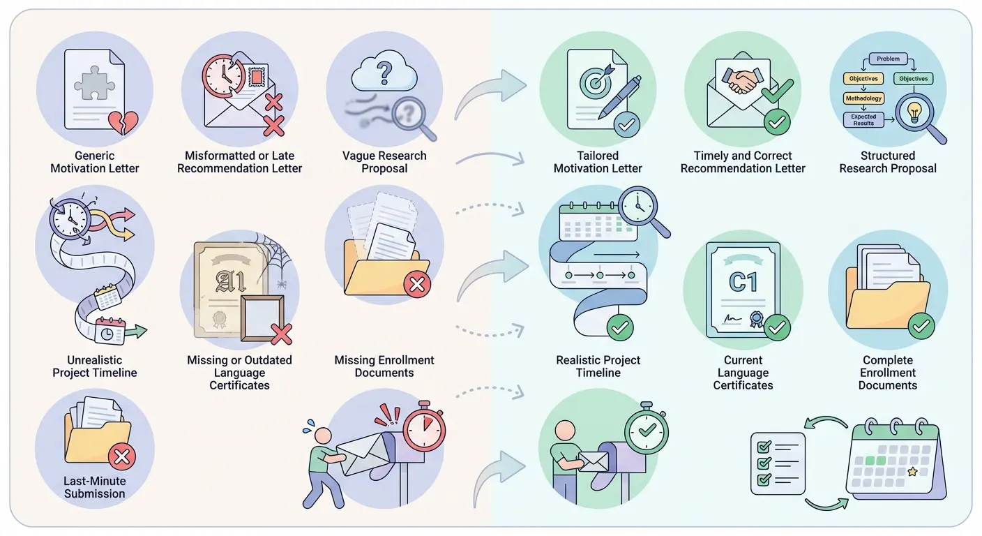 Infografik: Die 7 häufigsten Fehler bei der DAAD-Stipendium-Bewerbung und wie du sie vermeidest