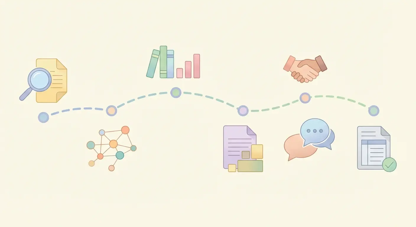 Infografik 6-Wochen-Zeitplan Bachelorarbeit Gliederung – visuelle Übersicht der sechs Planungsphasen von Themeneingrenzung bis zur finalen Gliederung