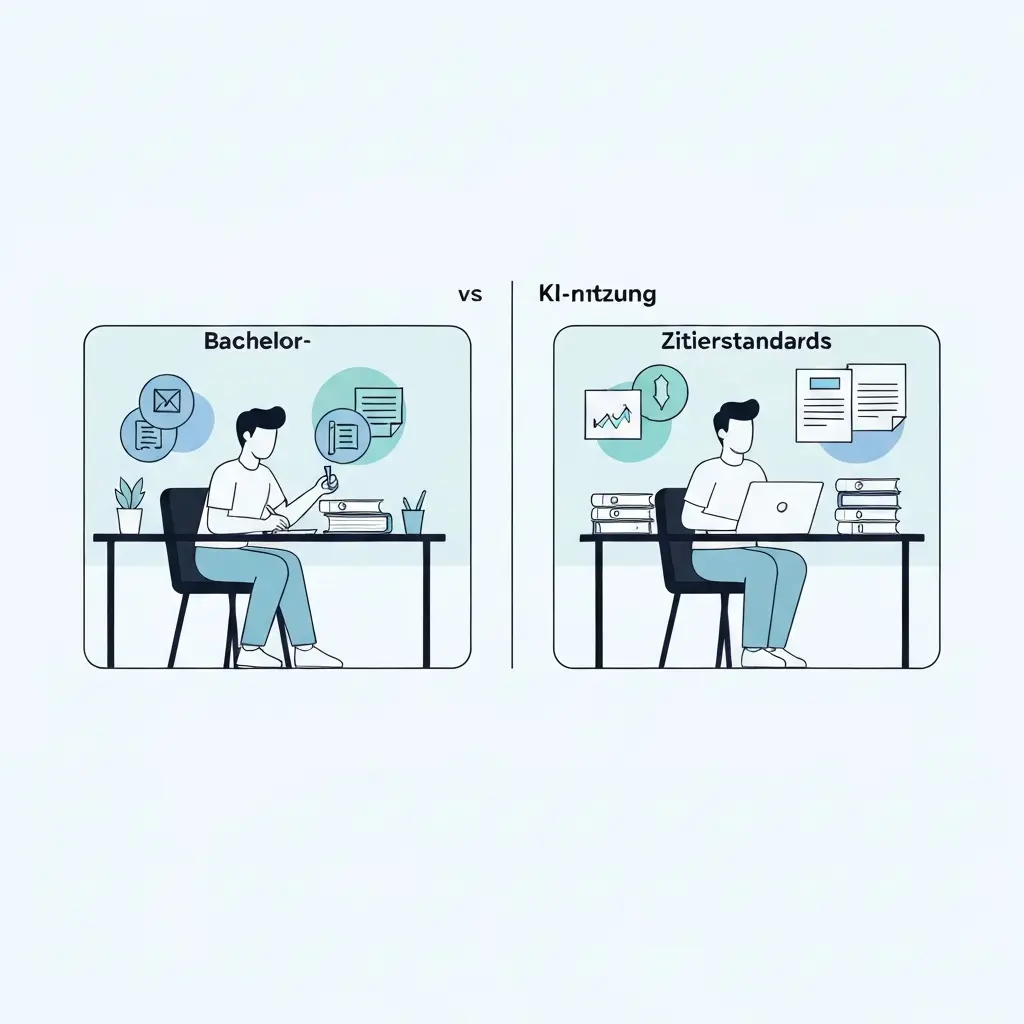Vergleich Bachelorarbeit vs. Masterarbeit: KI-Nutzung und Zitierstandards an deutschsprachigen Hochschulen