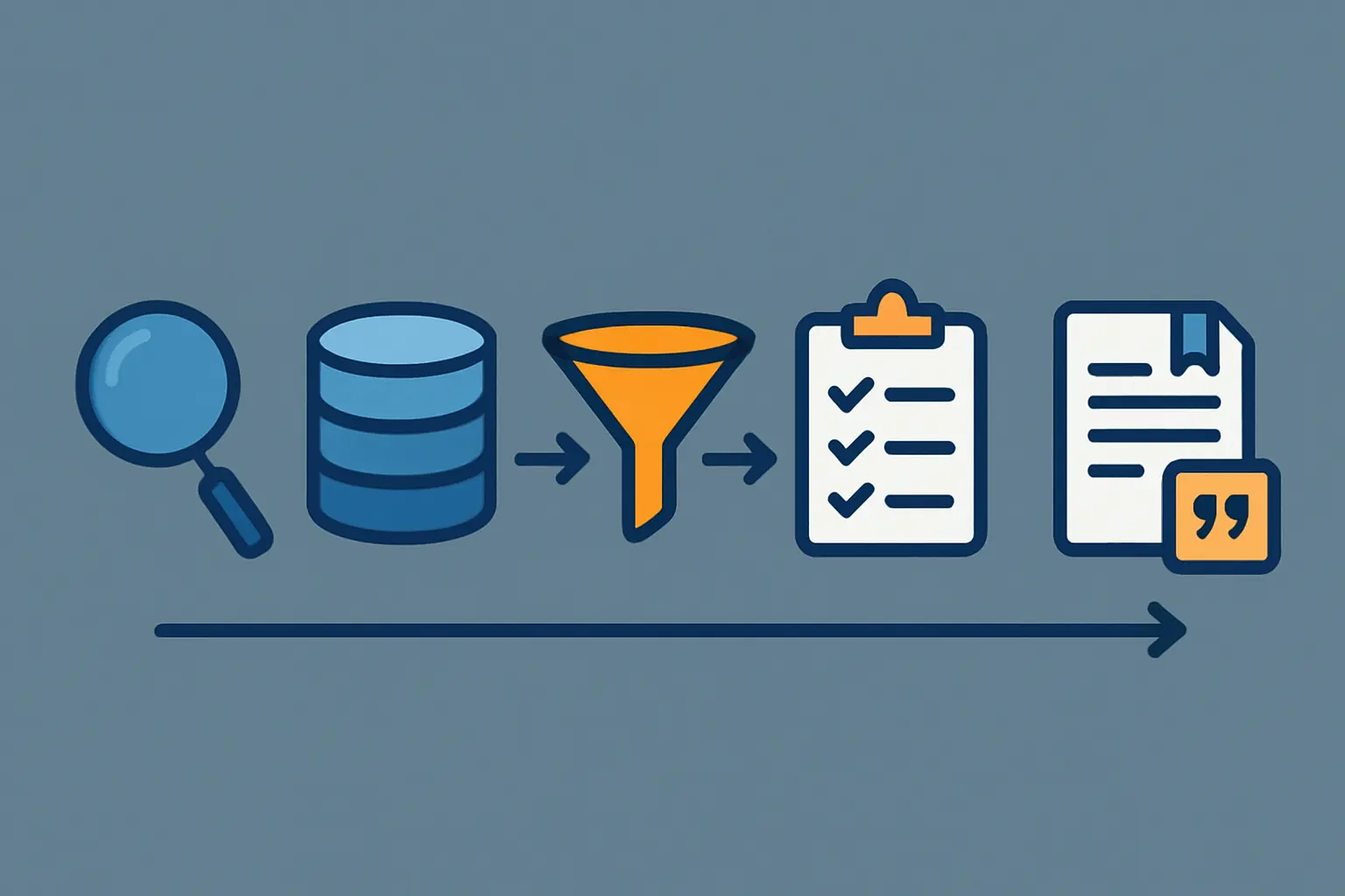 Fünfstufiger Recherche-Workflow für die systematische Literatursuche: Thema definieren, Suchmaschinen kombinieren, filtern, Qualität prüfen und Quellen verwalten mit Literaturverwaltungssoftware