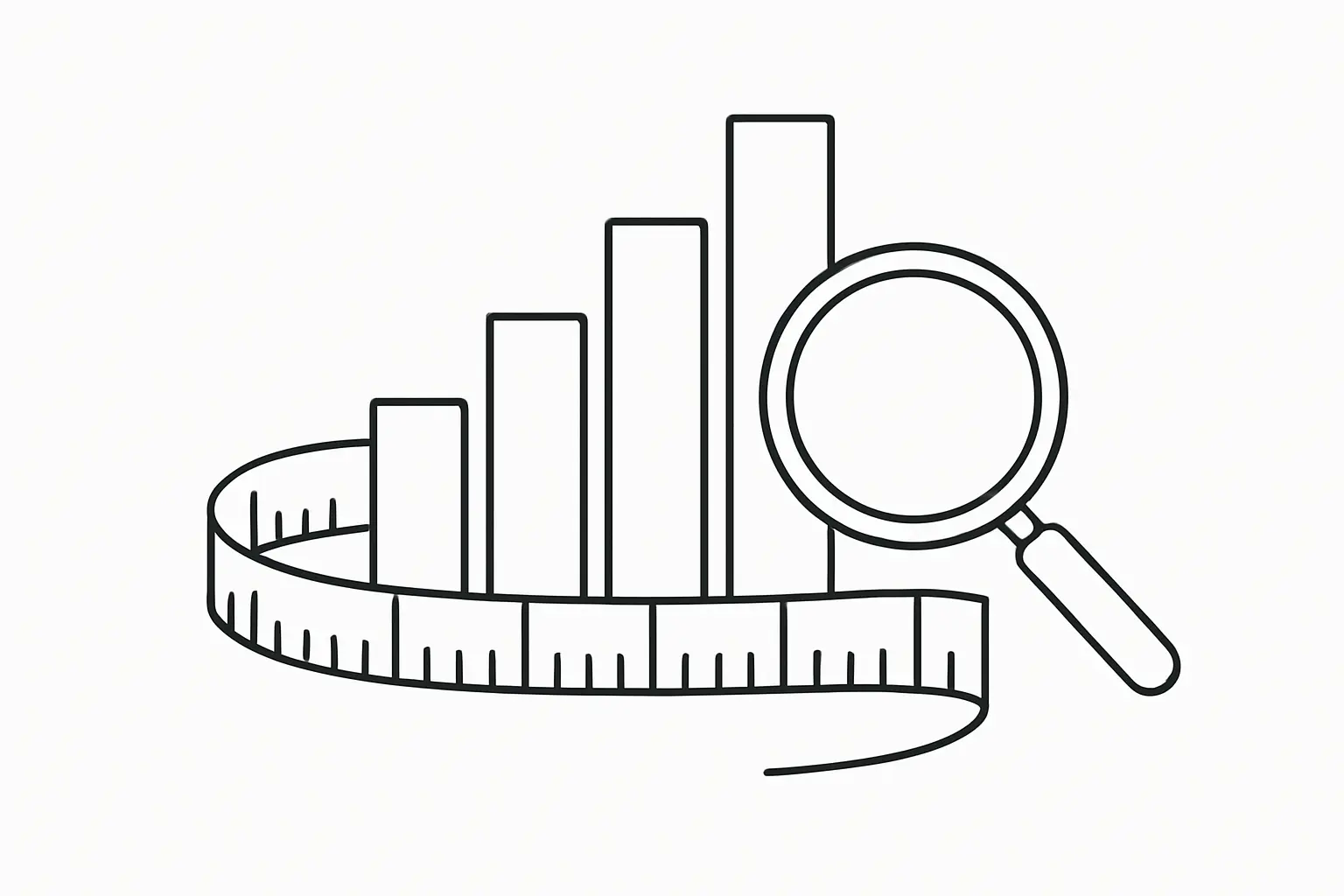 Messband um ein Balkendiagramm als Metapher für Effektstärken