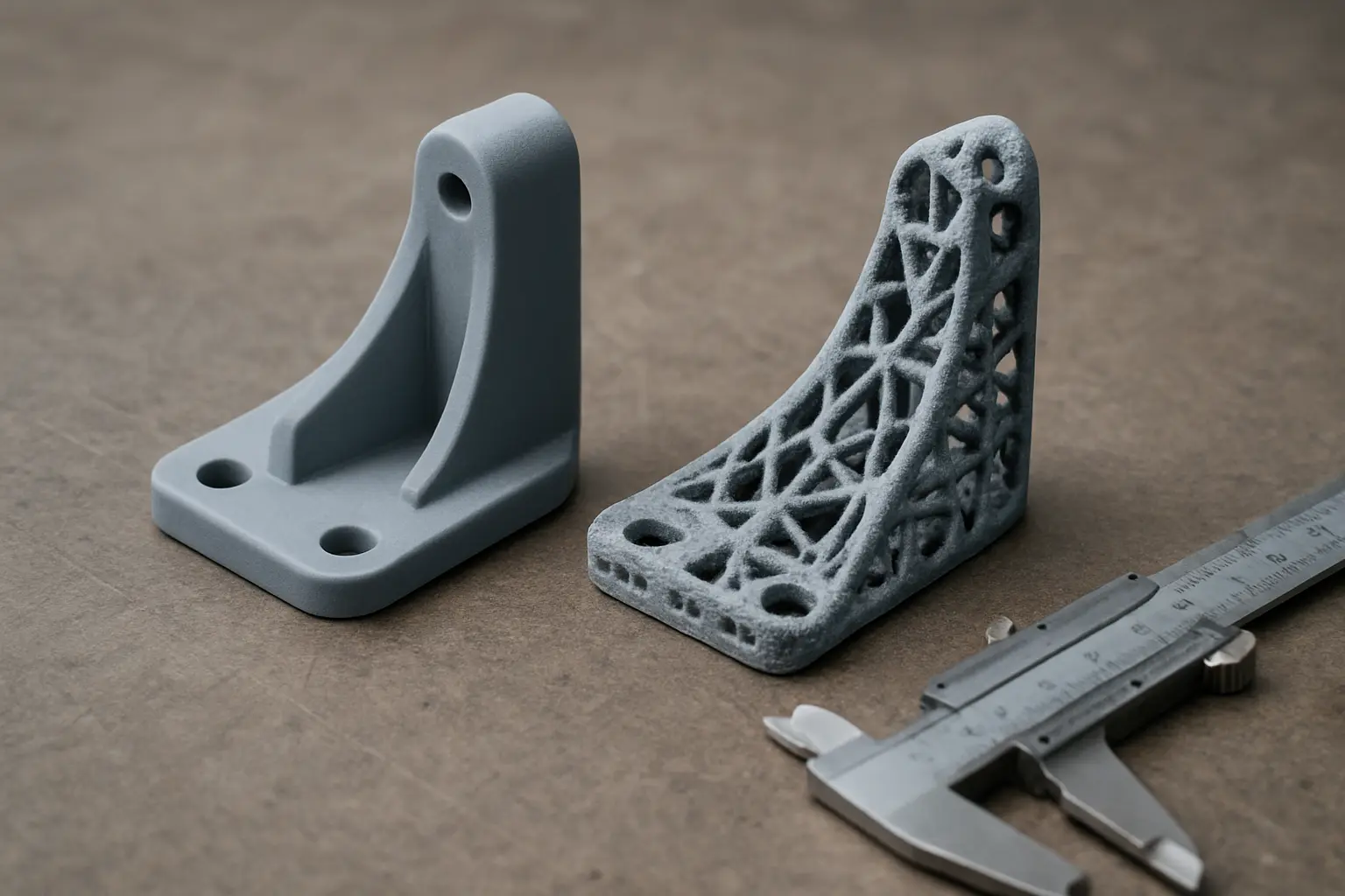 Maschinenbau-Student vergleicht CAD-Konstruktionsvarianten eines Bauteils am Bildschirm im Unternehmen