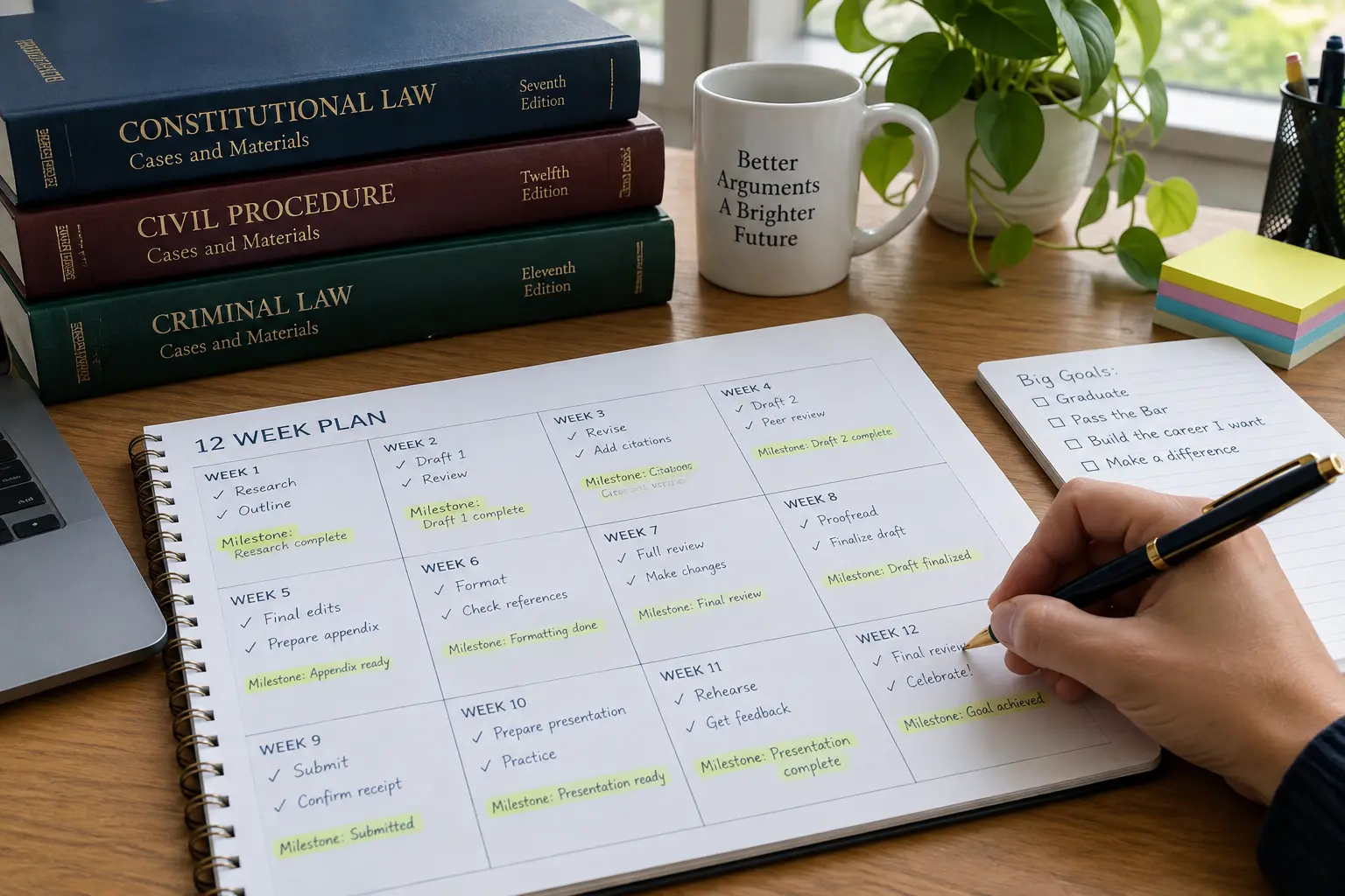 Wochenplan für die zwölf Bearbeitungswochen der Bachelorarbeit