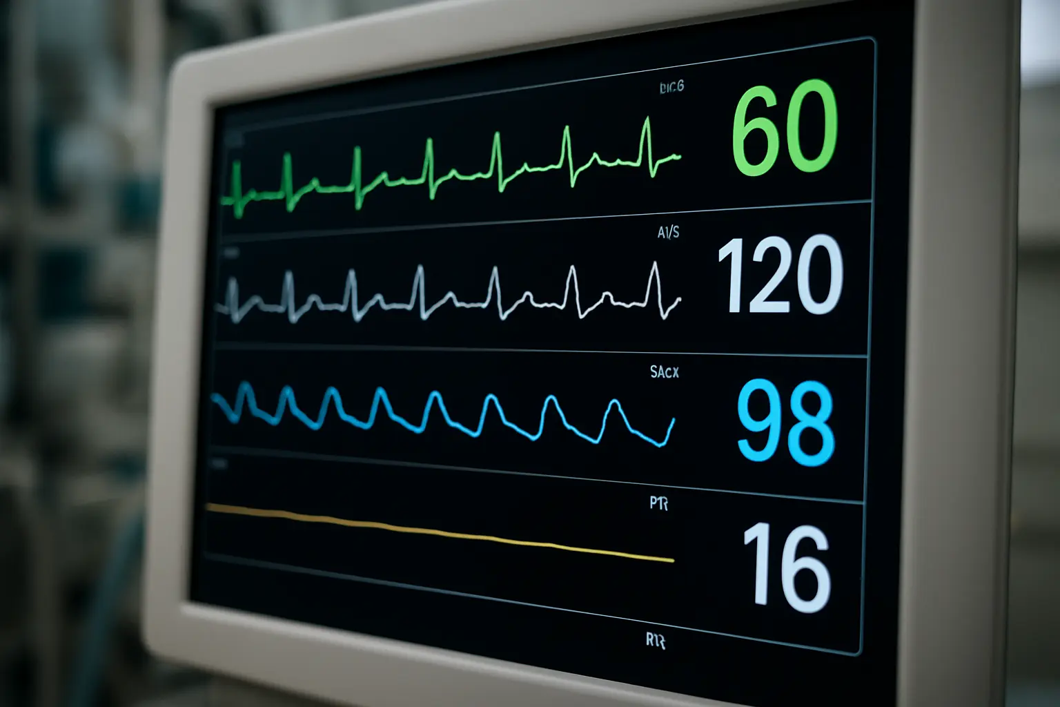 Vitaldatenmonitor auf einer Intensivstation als Beispiel für einen klinischen Datensatz