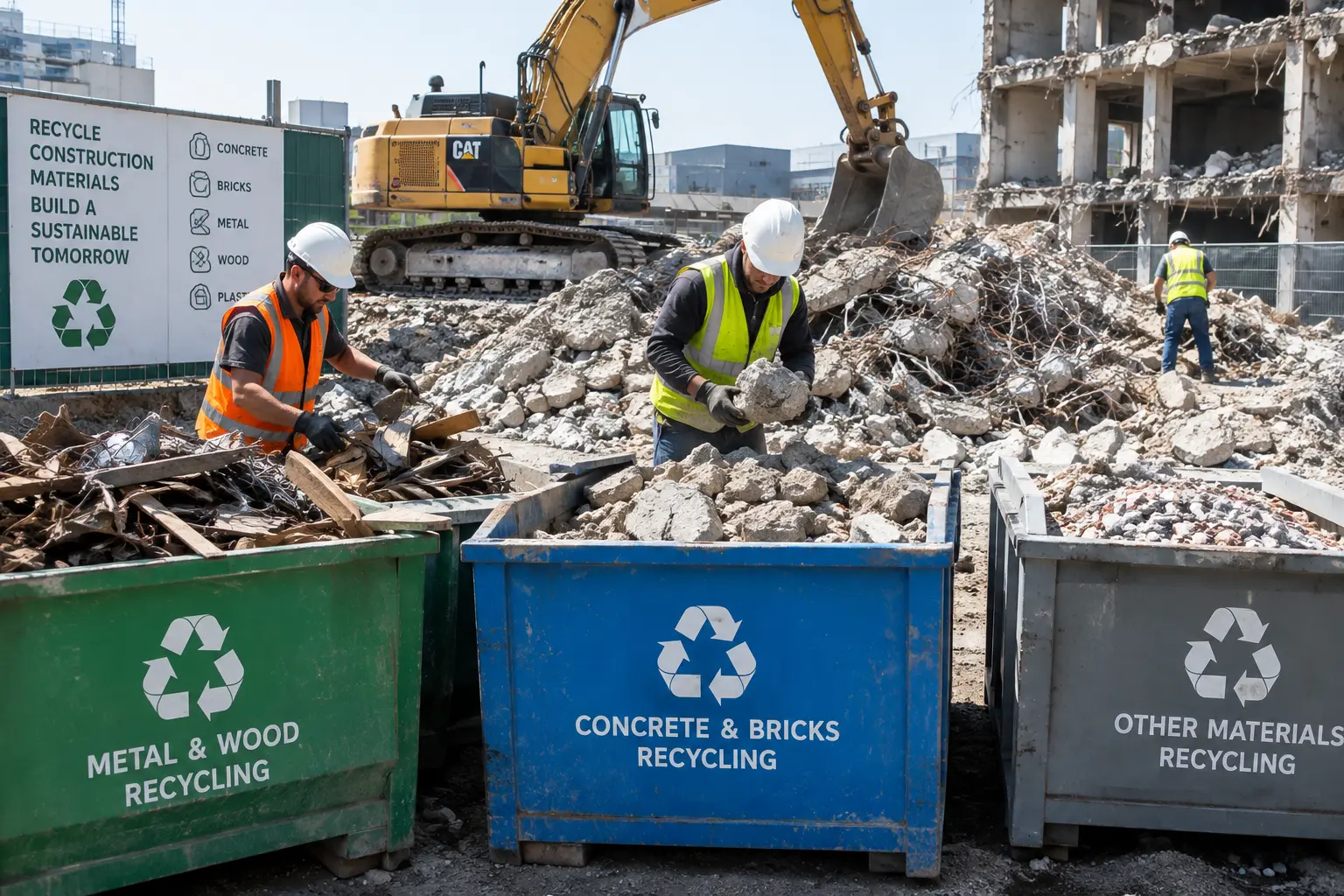 Sortierung von Baustoffen für die Kreislaufwirtschaft auf einer Rückbaustelle